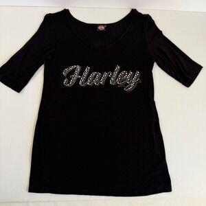 Harley Davidson Scottsdale AZ Dealer Tee Womens Rhinestone Script Biker Shirt